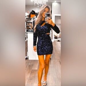 Zara Sequin Dress with Cut Out Detail -size xs